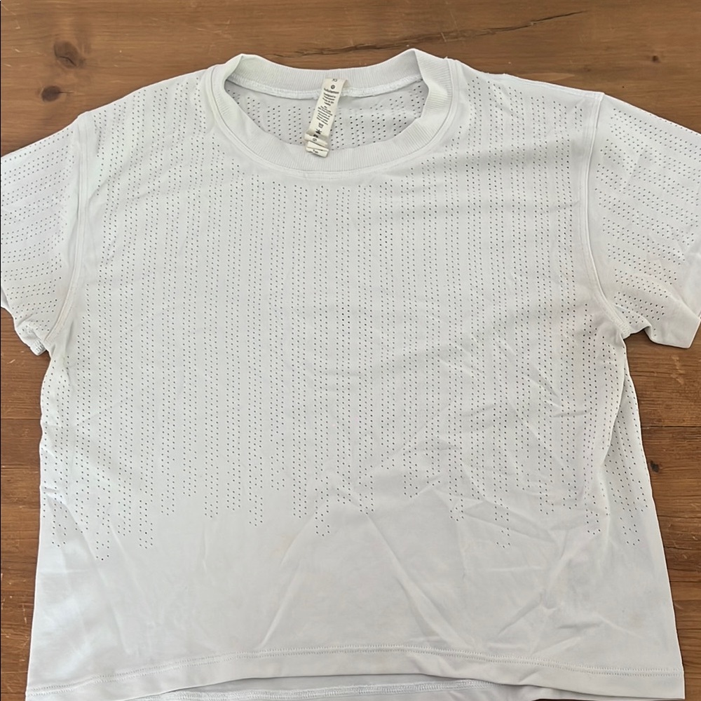 Lululemon Athletica White Ribbed Relaxed Tee